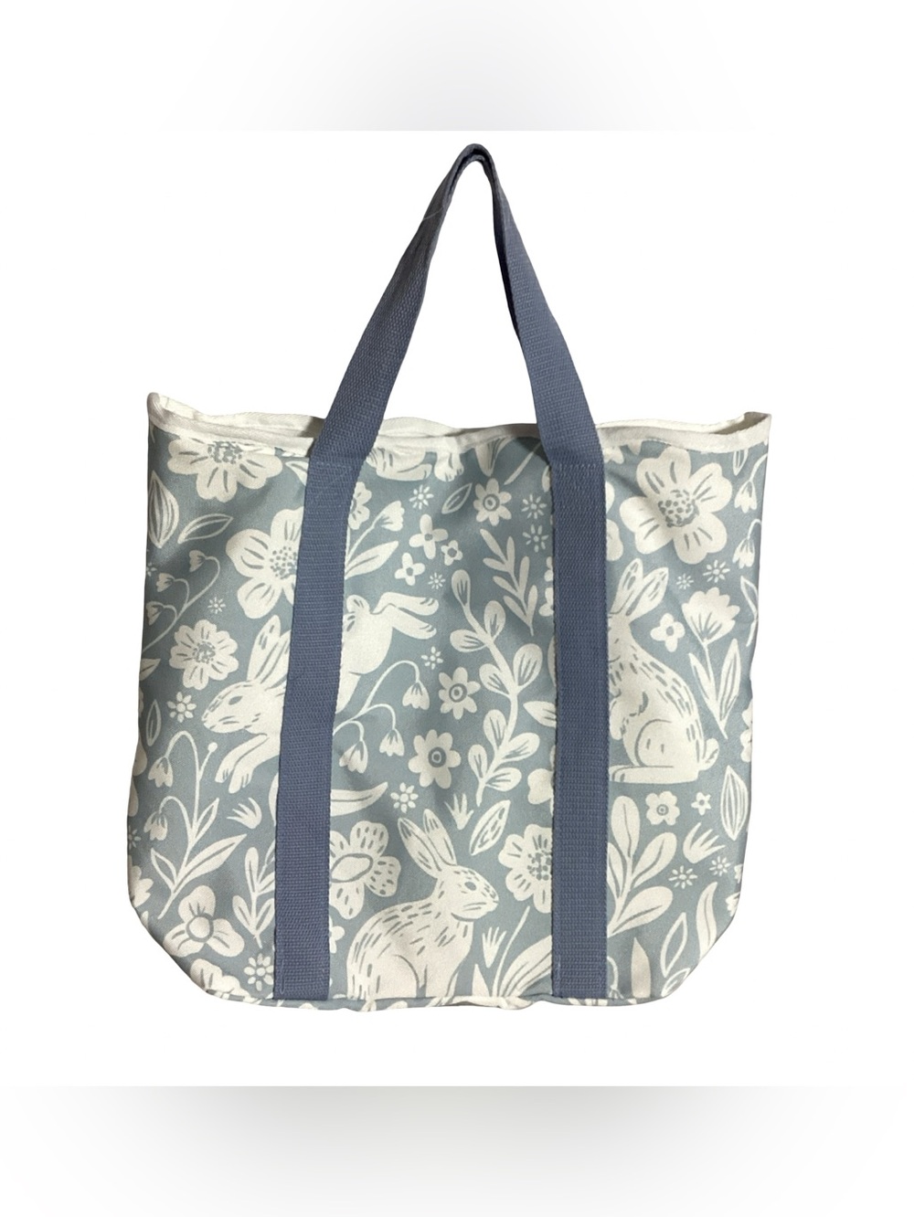 Target Bullseye Playground Blue & White Bunny Floral Large Canvas  Tote Bag
